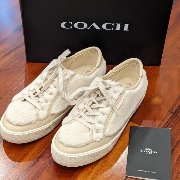 Coach Shoes - Coach City Sole Shearling Sneakers Natural Chalk Size 10 New in Box ❤️